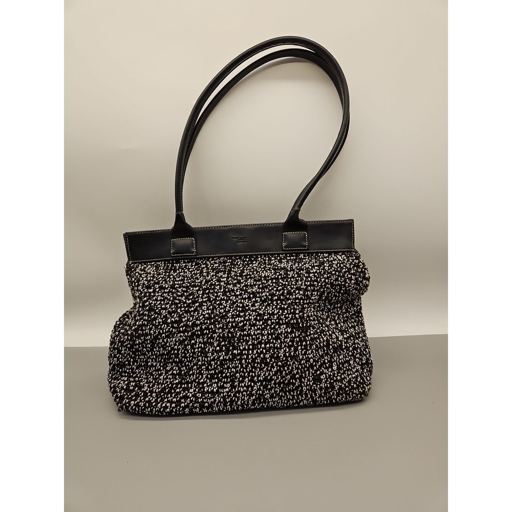 The Sak Elliot Lucca Black White Knit Handbag Magnet Closeure